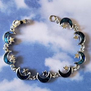 ABALONE Inlay Shell Moon and Star Bracelet,Anklet Paua Shell Link Bracelet